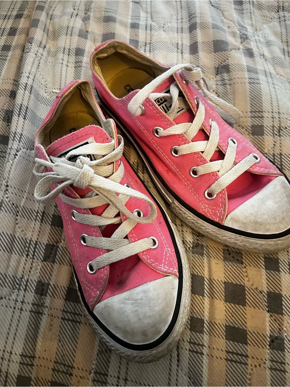 Converse Pink and White Low-Top Canvas Sneakers
